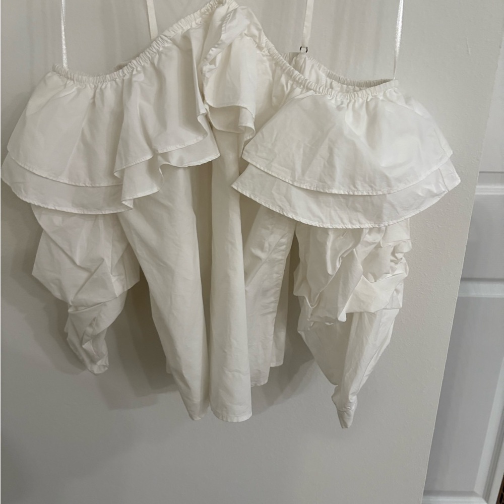 Joie Cream Ruffled Off-Shoulder Blouse